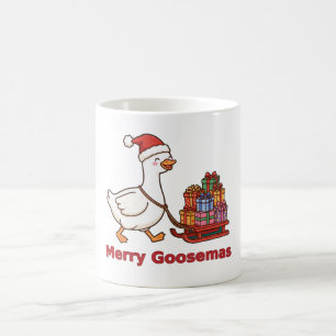 Merry Goosemas Silly Goose Sled Mug