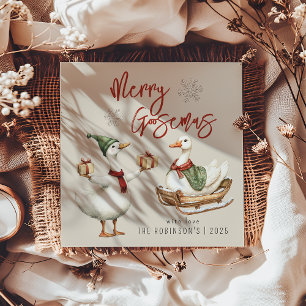 Merry Goosemas   Whimsical Goose Christmas Holiday