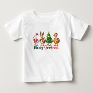 Merry Goosmas Christmas Funny Goose Tri-Blend Shir Baby T-Shirt