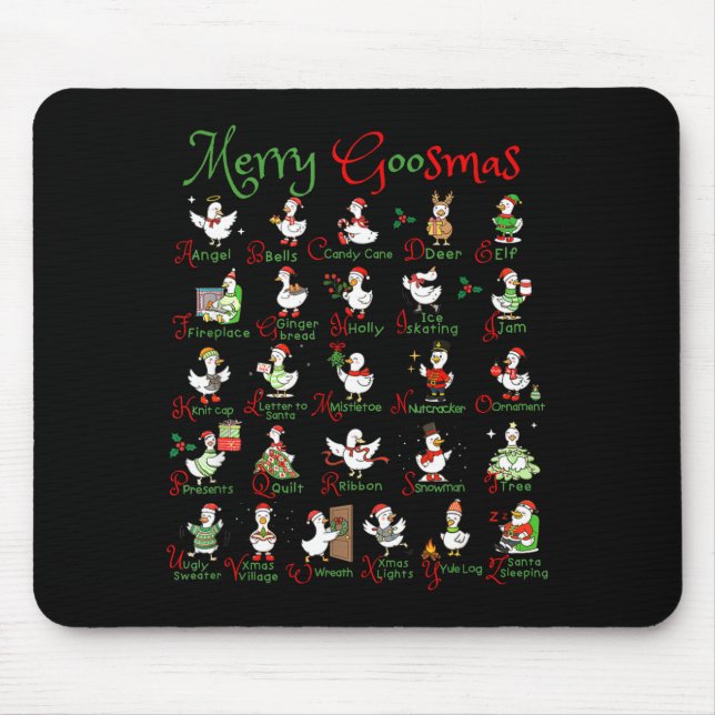 Merry Goosmas Christmas Silly Goose A To Z Cute De Mouse Pad (Front)