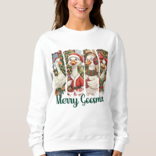 Merry Goosmas Cute Brushstroke Goose Christmas Sweatshirt