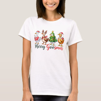 Merry Goosmas Cute Christmas Geese T-Shirt
