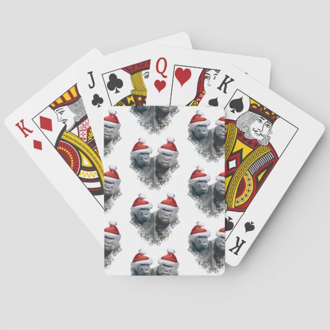 Merry Gorilla Christmas Playing Cards (Back)