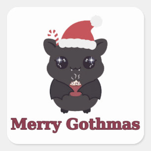 Merry Gothmas Cute Bat Cocoa Sticker