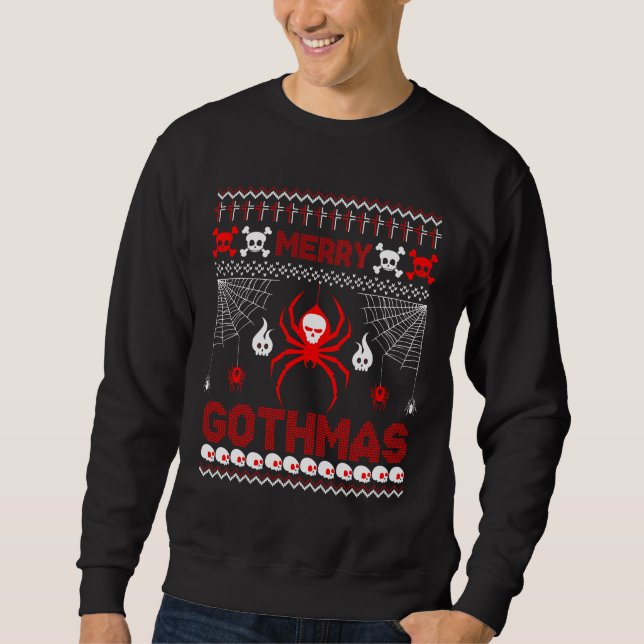 Merry Gothmas Goth Christmas Ugly Sweater Spider (Front)
