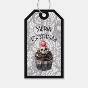 Merry Gothmas Skull Cupcake Gift Tag