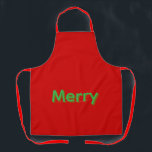 Merry Green Name on Red Apron<br><div class="desc">Merry Green Name on Red Christmas</div>