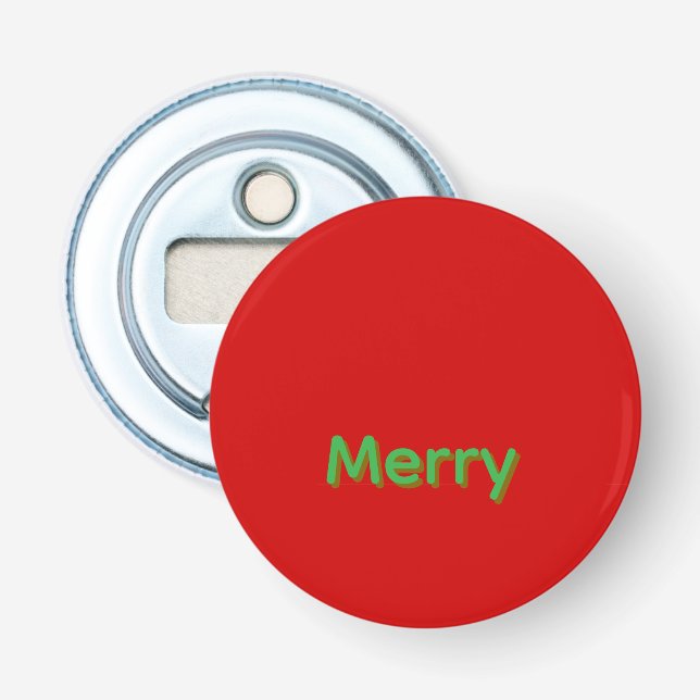 Merry Green Name on Red Bottle Opener (Front)