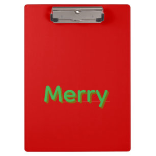 Merry Green Name on Red Clipboard