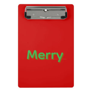 Merry Green Name on Red Mini Clipboard