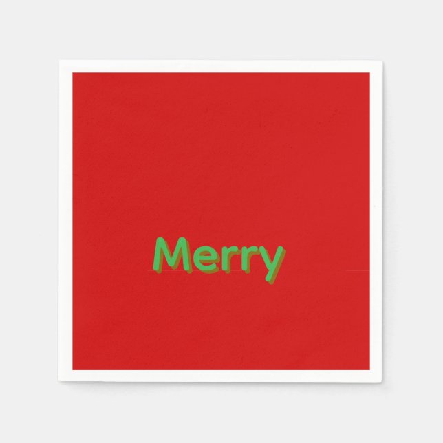 Merry Green Name on Red Napkin (Front)