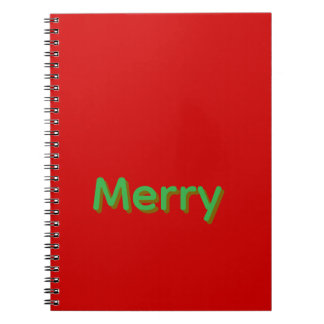 Merry Green Name on Red Notebook