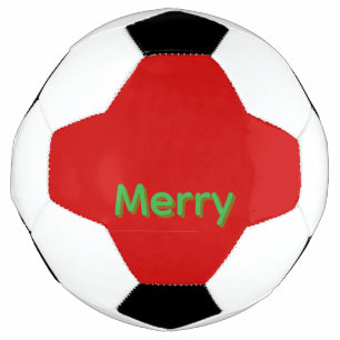 Merry Green Name on Red Soccer Ball