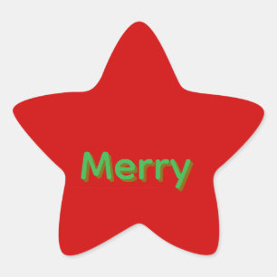 Merry Green Name on Red Star Sticker