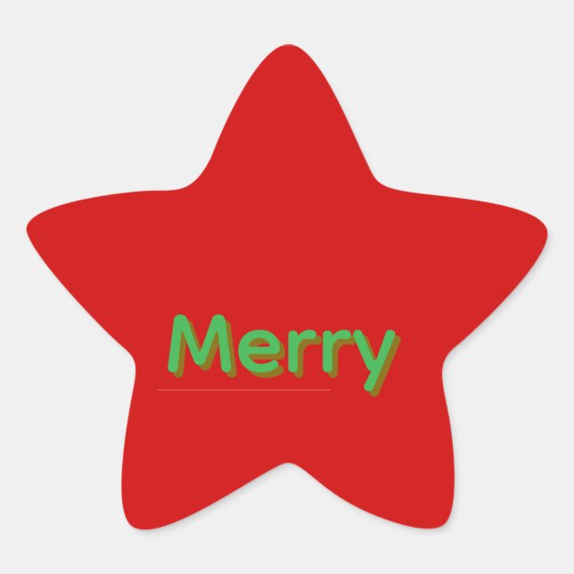 Merry Green Name on Red Star Sticker (Front)
