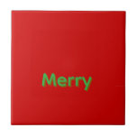 Merry Green Name on Red Tile<br><div class="desc">Merry Green Name on Red Christmas</div>