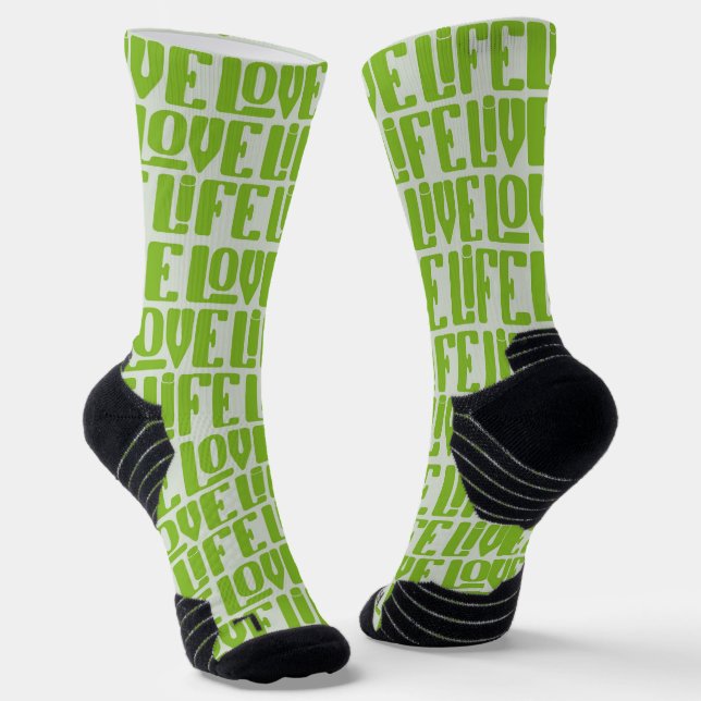 Merry green socks with Live Love Life (Angled)