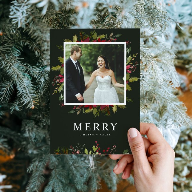 Merry Greenery Photo Holiday Card (Creator Uploaded)