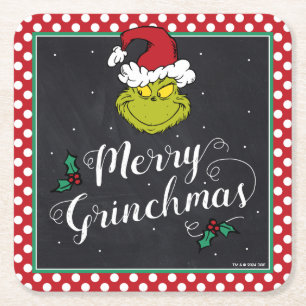 Merry Grinchmas   Grinch Holiday Party Square Paper Coaster