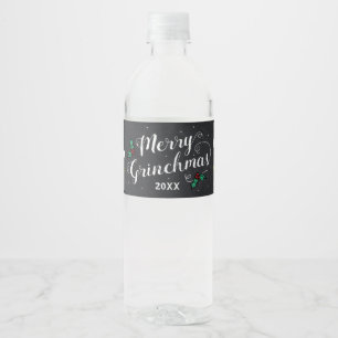 Merry Grinchmas Grinch Holiday Party Water Bottle Label
