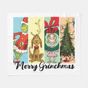 Merry Grinchmas Holiday Collage Fleece Blanket