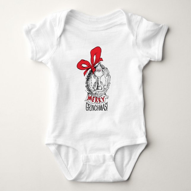 Merry Grinchmas Wreath Baby Bodysuit (Front)