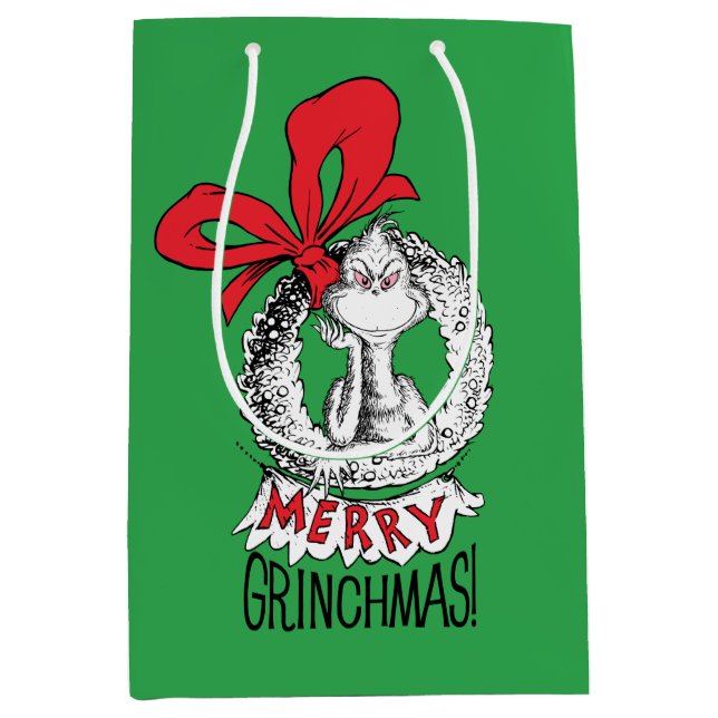 Merry Grinchmas Wreath Medium Gift Bag (Front)