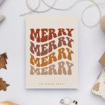 Merry Groovy Wavy Brown Typography Christmas Holiday Card<br><div class="desc">Merry Merry Merry Merry Christmas Card: a retro design,  with a wavy vintage typography and a muted brown & beige palette.</div>