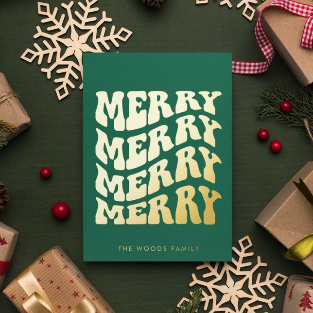 Merry Groovy Wavy Green Typography Christmas (Creator Uploaded)