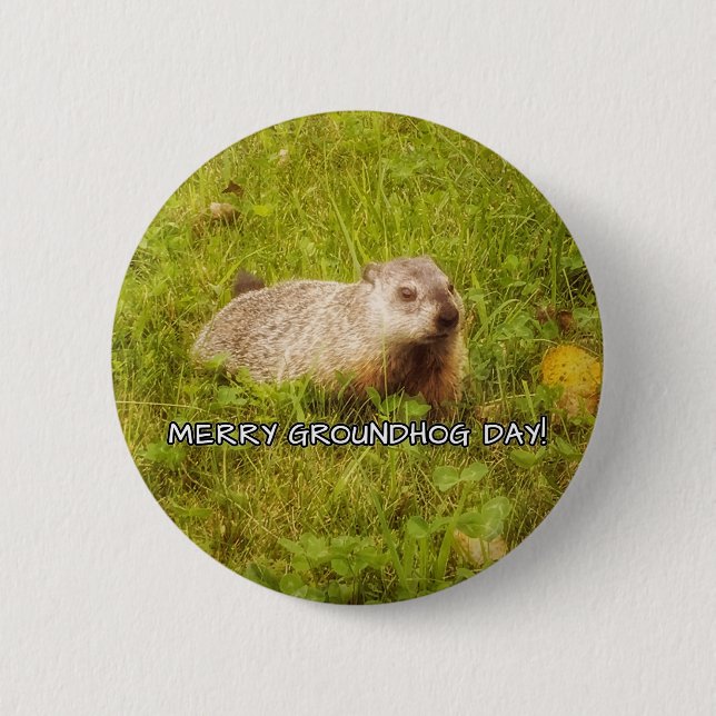Merry Groundhog Day button (Front)