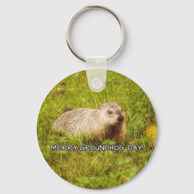 Merry Groundhog Day keychain (Front)