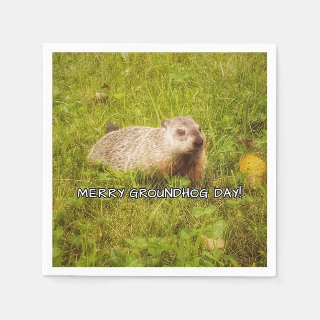 Merry Groundhog Day Napkin (Front)