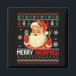 Merry Hairmas Christmas Sweater Santa Hairstylist  Magnet<br><div class="desc">Merry Hairmas Christmas Sweater Santa Hairstylist Barber</div>
