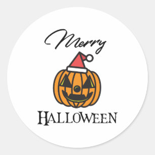 Merry Halloween, Halloween Christmas, Humor Hallow Classic Round Sticker