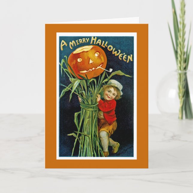 Merry Halloween Jack o' Lantern Card (Front)