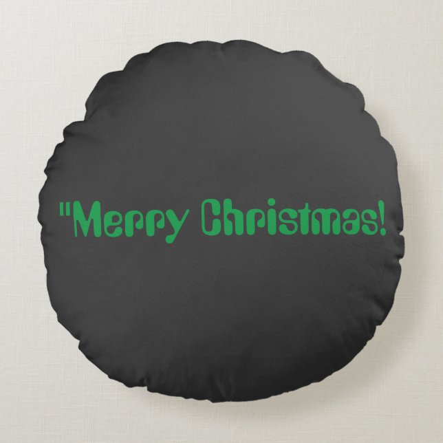 Merry Happy Christmas Celebration Grade A Cotton Round Cushion (Front)