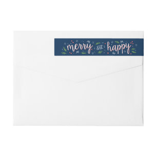 Merry Happy Holiday Wraparound Label