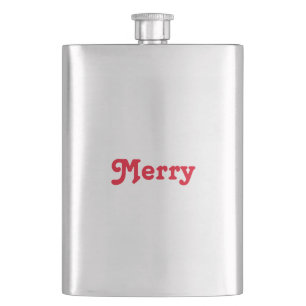 "Merry" Happy Holidays red Christmas pocket Hip Flask