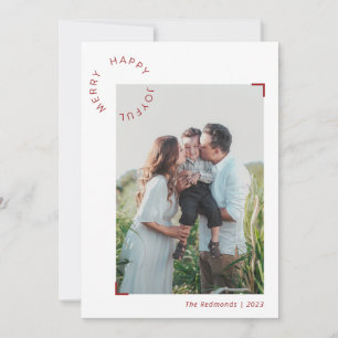 Merry Happy Joyful Personalised Photo Holiday Card