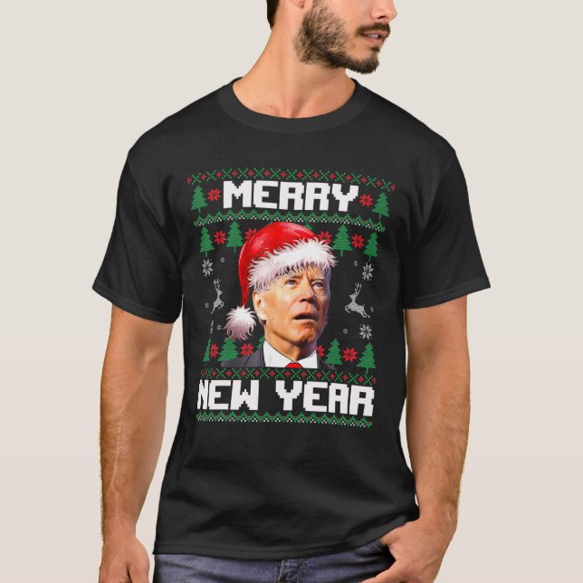 Merry Happy New Year Ugly Christmas Sweater Santa (Front)