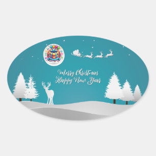 Merry Happy Oval Sticker