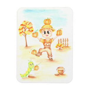 Merry harvest little ginger boy magnet