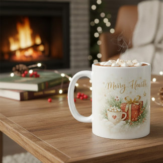 Merry Hearth Christmas Mug - Festive Cocoa and Gif