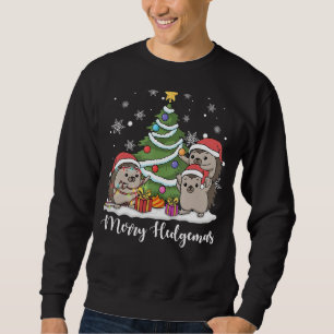 Merry Hedgemas Three Santa Hedgehog Christmas Swe Sweatshirt