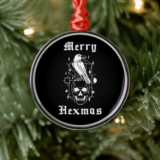 Merry Hexmas Witch Skull Spooky Horror Ornament (Tree)