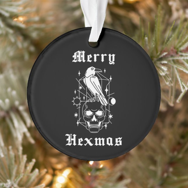Merry Hexmas Witchy Spooky Skull Ornament (Tree)