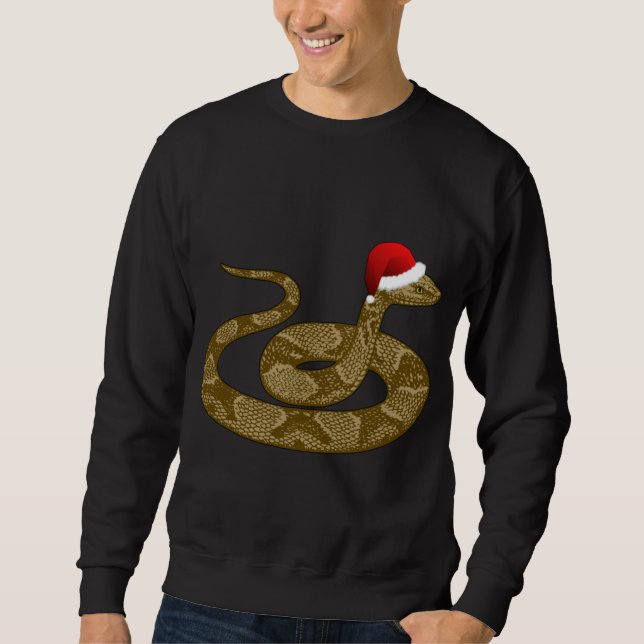Merry Hissmas Christmas Santa Hat Copperhead Snake Sweatshirt (Front)