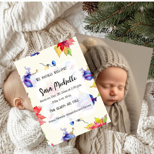 Merry Holiday Baby Birth Announcements Photo