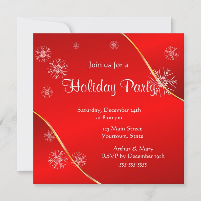 Merry  Holiday Party on Red Invitation (Front)