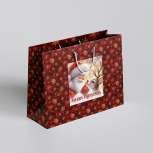 Merry Holiday Santa Claus Rudolph Gift Bag